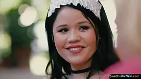 curvy teen banged by older guy in threesome fantasy