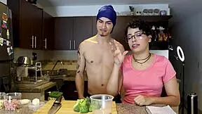 Pasta In 2 Minutes Then Blowjob With Henry And Veronika Featuring Hairy Natural Tits