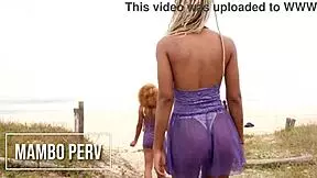 Ebony girls share big white cock