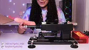 Hey, unboxing my new sex machine with Agatha Dolly, testing its speed and getting on all fours.