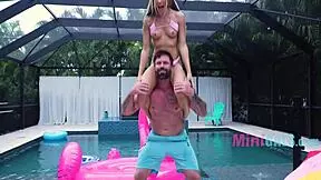 Tiny girlfriend used as dumbbells then fucked hard