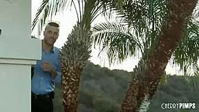 N Neighbor’s young, pretty blonde teen sunbathing, masturbating outside before giving doggystyle fuck