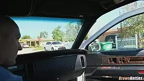 Black babe eagerly slurps a white cock in a steamy interracial scene.