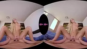 Skinny blonde masturbates and gets fucked