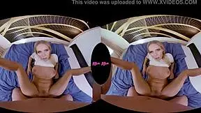Skinny blonde masturbates and gets fucked
