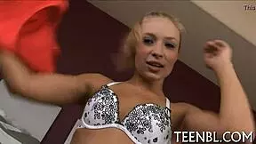 Seductive teen engulfs huge cock in doggystyle, bent over for cumshot