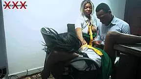 Teacher Gets Intense Office Sex from Two College Girls