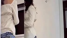 Young teen rubs her tight pussy with dildo and groans loudly