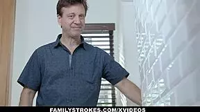 Familystrokes - caramel ebony teen 18+ Xianna Hil gets throatfucked by stepbro in missionary.