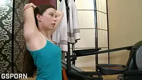 Athletic Brunette Masturbates Her Hairy Pussy at the Gym!