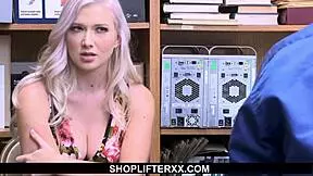 Shoplifting teen Emily Right gets her pussy slammed hard by LP officer!