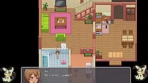 Hentai game daily life in countryside part 5. Blowjobs in bathroom and showering with her!