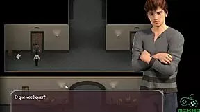 Young gamer's fantasy with mature woman