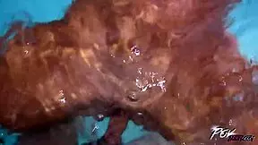 I'm the POV bitch, fuckin' sexy brunette sensually in pool