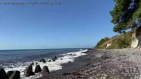 Four guys found girl on beach, fed her dicks