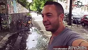 german busty blonde teen with pierced nipples meets for sex in a public bar