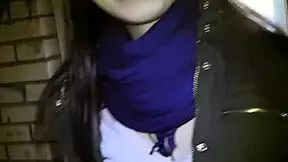 Young asian picks up and sucks dick in public