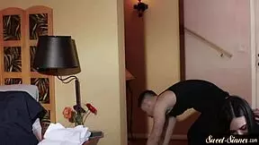 watch the stepteen 18+ ride my cock and get her pussy pleased