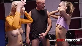 gym freeuse threesome with teenies going wild