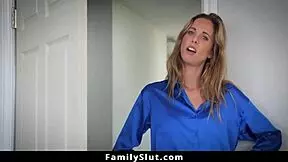 Stepbrother fucks stepsister and stepmom.