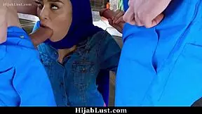 the worker guys make the hijab teen obey to their demands