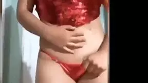 Is my Peruvian cousin twerking on webcam in red lingerie for a live show?