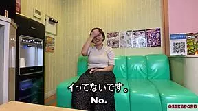 japanese bbw girl tries titty fuck and masturbation in shower