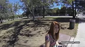 dicking redhead cutie at tennis court pov blowjob outdoor public