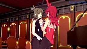 festenia muse, chitose kisaragi, and sagiri sakurai in a hentai scene.