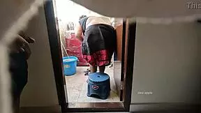 young boy jerking dick in front of maid