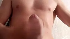 Morning masturbation with monster cock