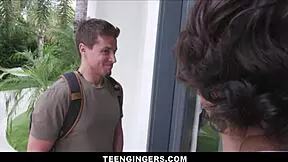 petite teen 18+ redhead h slut alexa nova fucks two boys while studying