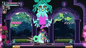 in flip witch pixel hentai ep 13, sexy chick gives monster cock titjob and facial cumshot.