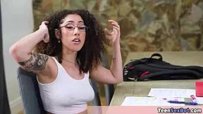 geeky latina stepdaughter gets special study session with horny stepdad 😏