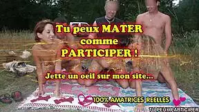 young french milf initiates outdoor doggystyle partouze