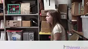 teen gal in uniform masters a big cock blowjob in the office.