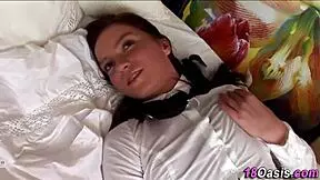 The Redhead Teen in Uniform Gives a Great Blowjob and Handjob