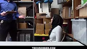 ella knox as big tits shoplifter in hijab stripped and fucked by officer