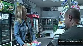 Blonde slut takes it outside