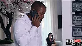 Two pawg teens dare to fuck big black cock with small tits and monster dick