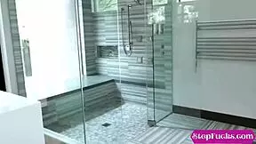 Two lesbian stepdaughters Kenna James and Charlotte Sins dominate stepdad in threesome.