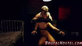 Naive youthful held down rough in bondage taxi wait