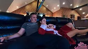 Busty babe says, suck my cock and fuck my pussy hard after tv