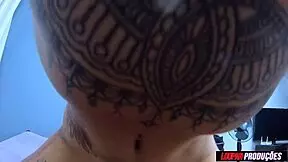 Tattooed Brunette Fucks Ass In Pov With Evelyn Buarque
