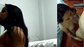 my latina hermanastra with her tiny mouth swallows my whole cock, i wanna bang her again when we're alone at home.