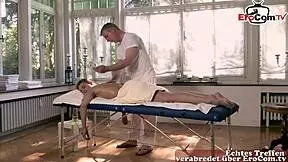 German petite blonde teen seduced during a steamy sex massage