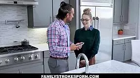 lily larimar learns her lesson bent over kitchen counter.