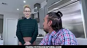 lily larimar learns her lesson bent over kitchen counter.