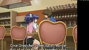 I touch the waitresss ass and she sucks me off behind the bar - hentai subtitled