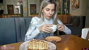 remote controlled vibrator teases letty black in crowded cafe